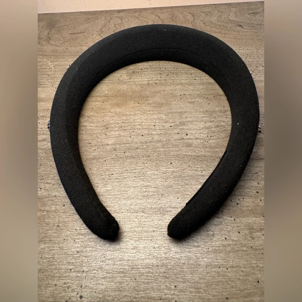 Black Headband with Gold Bee Accents